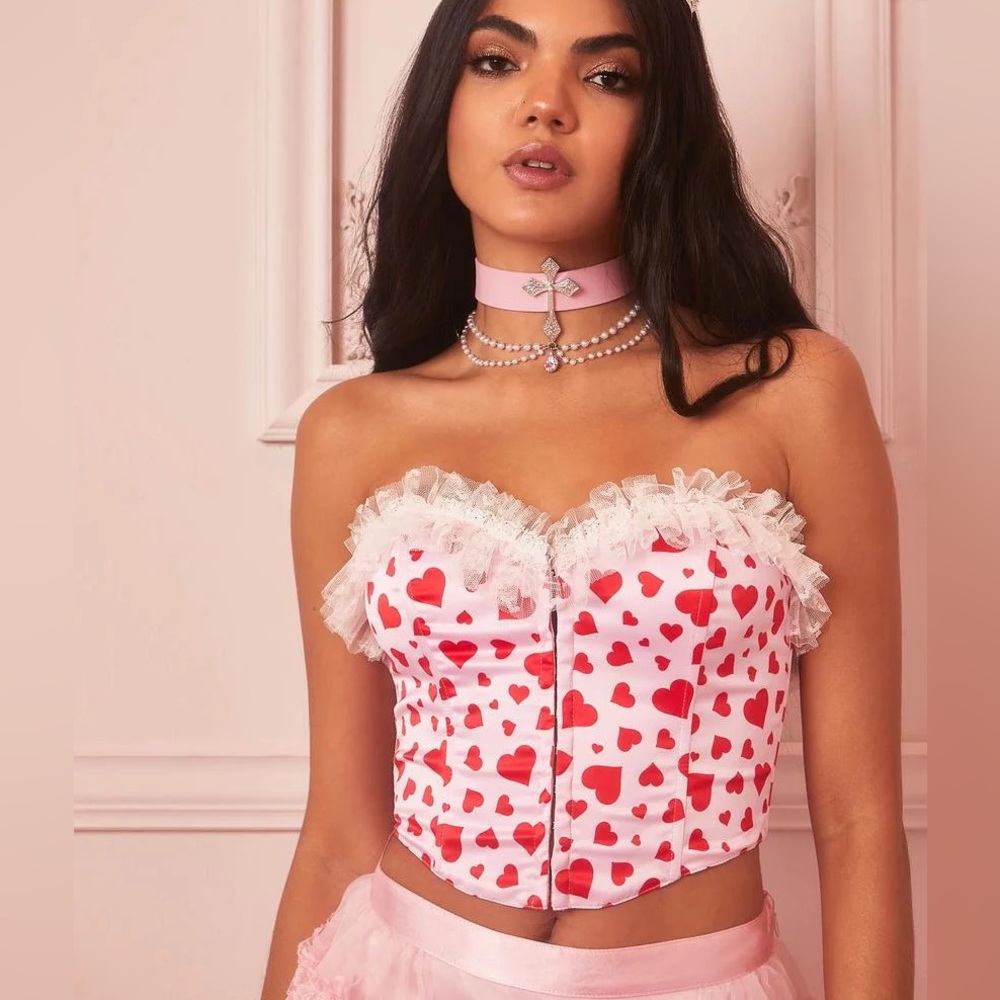 Sugar Thrillz heart print corset top